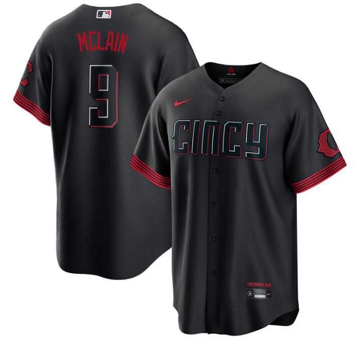 Youth Cincinnati Reds #9 Matt McLain Black 2023 City Connect Stitched Baseball Jersey